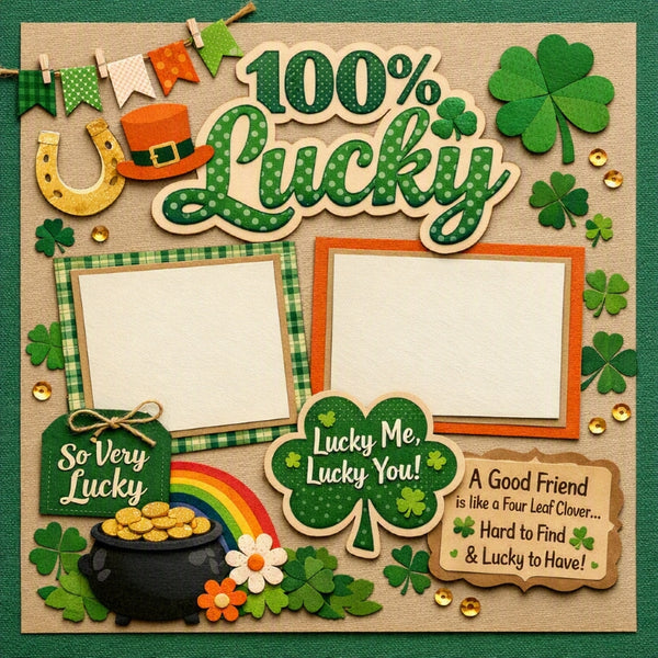100% Lucky-Premade Scrapbook Page