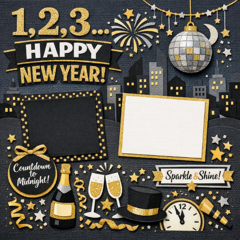 1,2,3, Happy New Year!-Premade Scrapbook Page