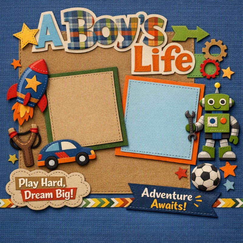 A Boy's Life-Premade Scrapbook Page