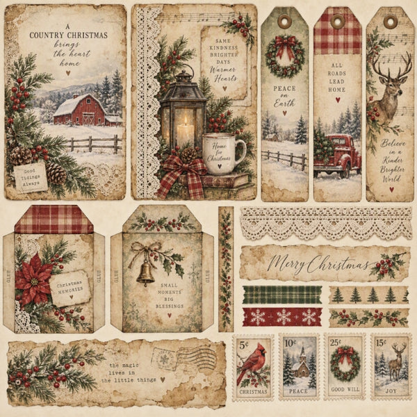 A Country Christmas-Premade Junk Journal Page