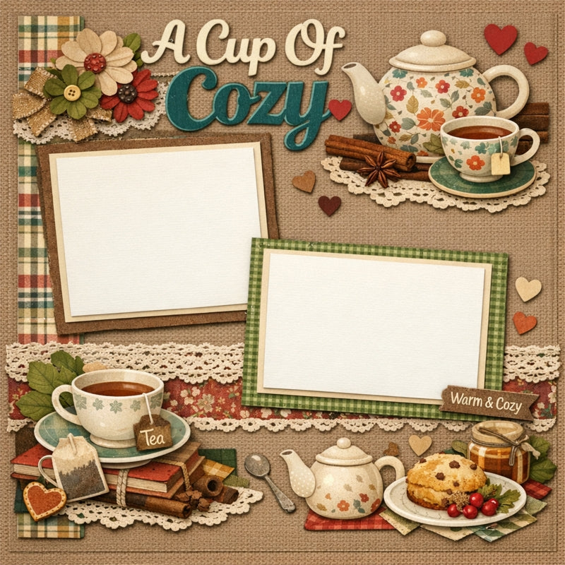 A Cup Of Cozy-Premade Scrapbook Page