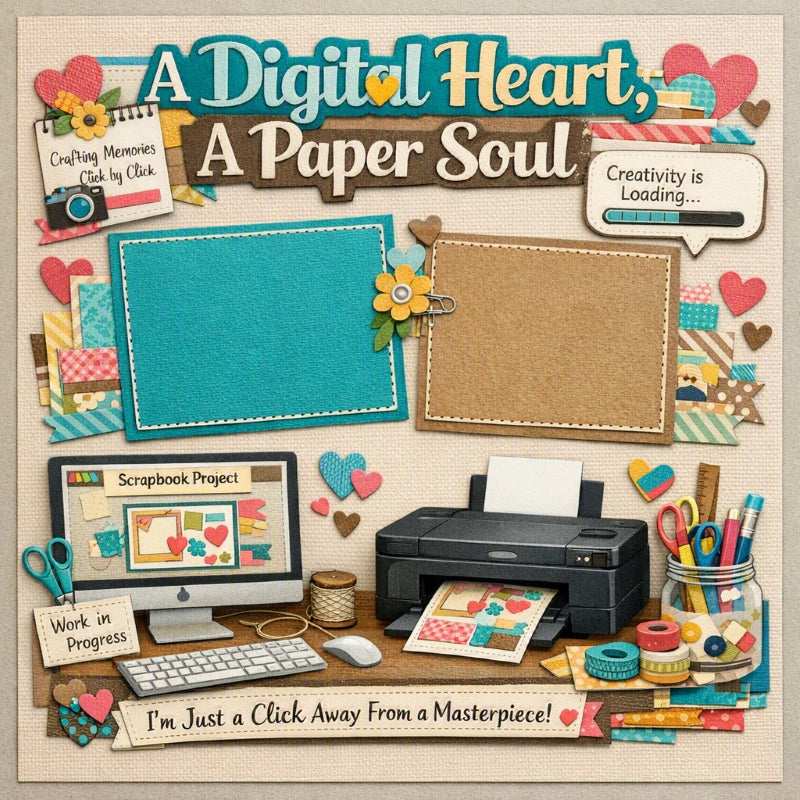 A Digital Heart, A Paper Soul-Premade Scrapbook Page