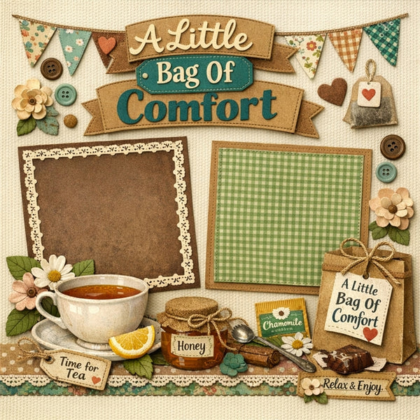 A Little Bag Of Comfort-Premade Scrapbook Page