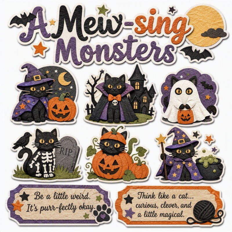 A Mew-sing Monsters-Premade Cutout Set