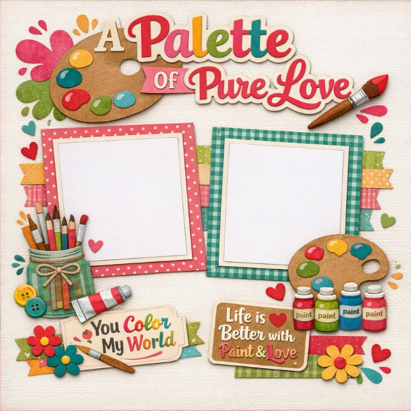 A Palette Of Pure Love-Premade Scrapbook Page