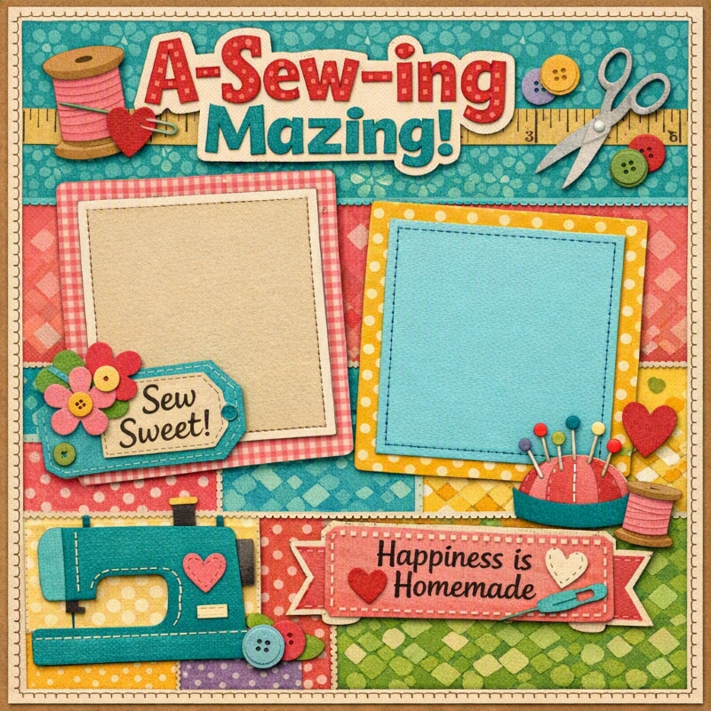 A- Sew-ing-Mazing!-Premade Scrapbook Page
