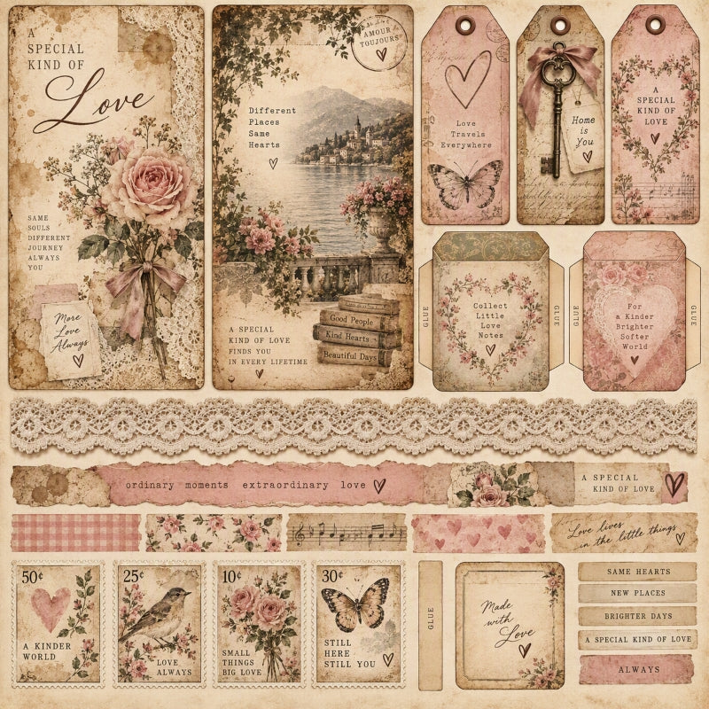 A Special Kind Of Love-Premade Junk Journal Page