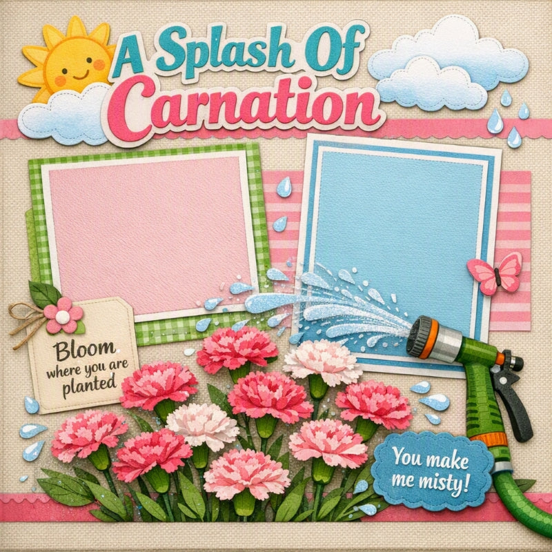 A Splash Of Carnation-Premade Scrapbook Page
