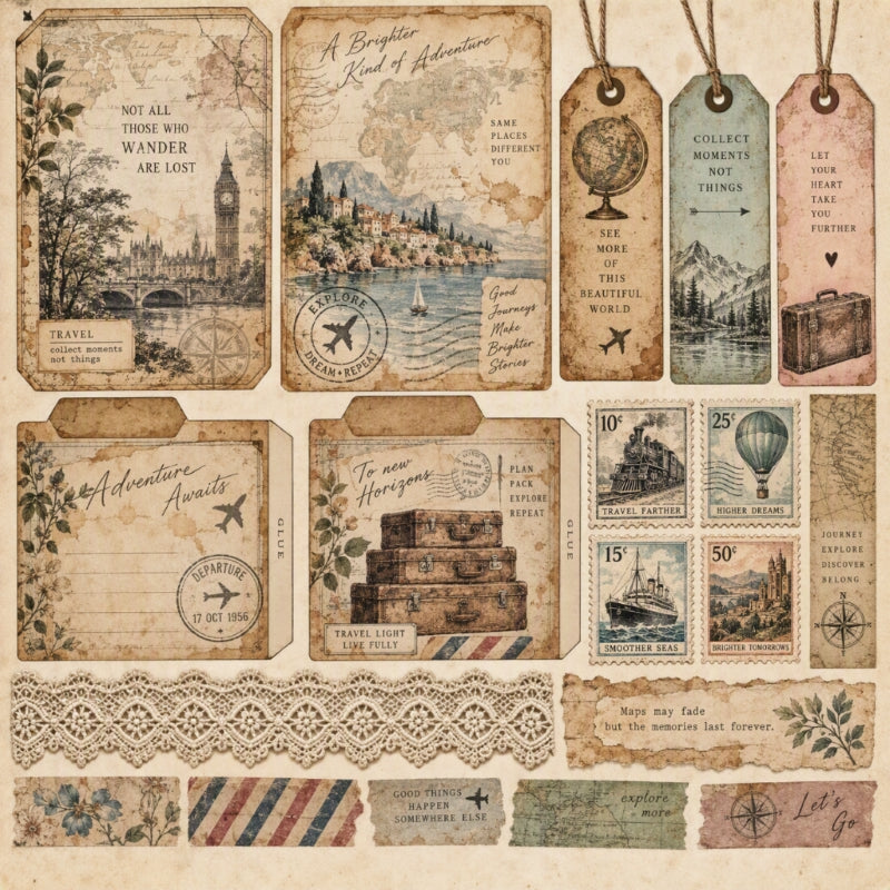 Adventure Awaits- Premade Junk Journal Page