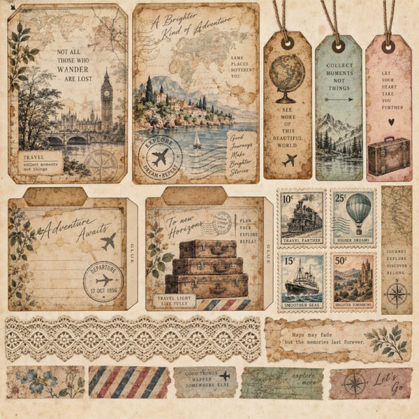 Adventure Awaits- Premade Junk Journal Page