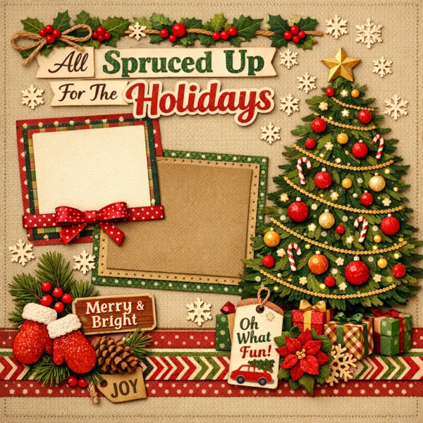 All Spruced Up For The Holidays-Premade Scrapbook Page