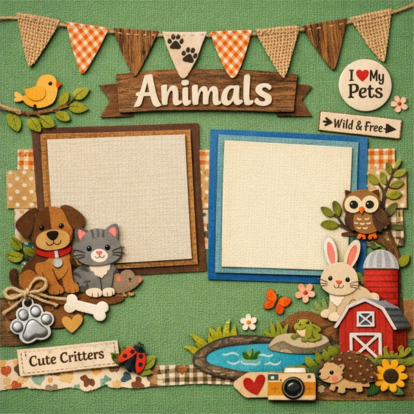 Animals-Premade Scrapbook Page