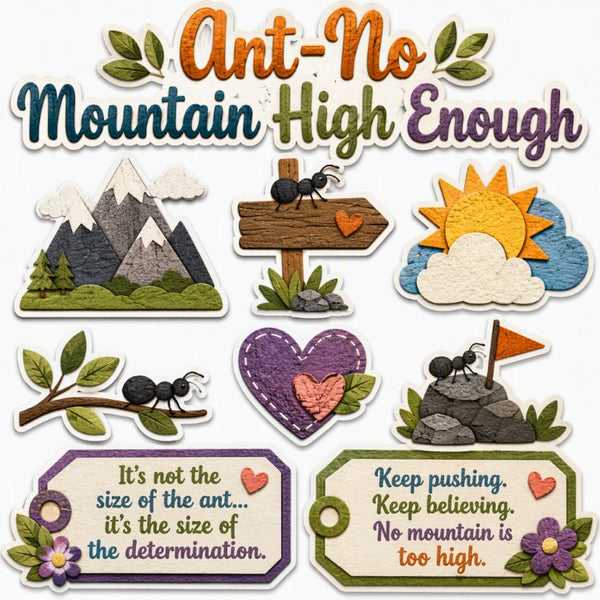 Ant-No Mountain High Enough-Premade Cutout Set