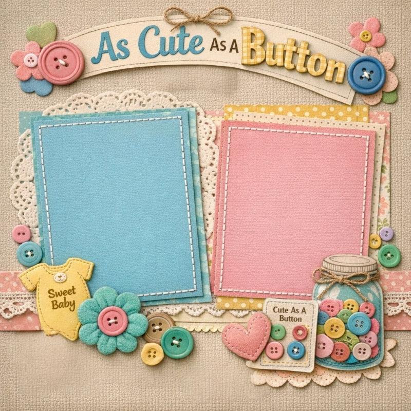 As Cute As A Button-Premade Scrapbook Page