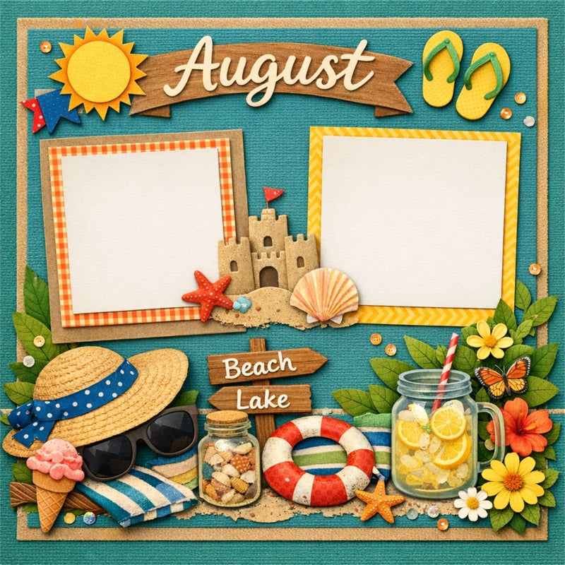 August-Premade Scrapbook Page