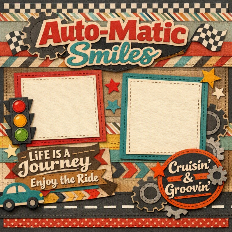Auto-Matic Smiles-Premade Scrapbook Page