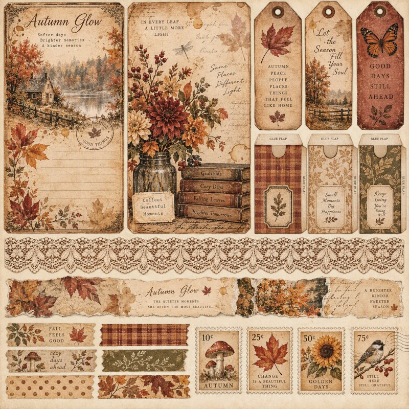 Autumn Glow-Premade Junk Journal Page