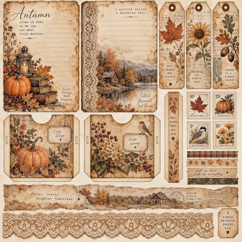 Autumn-Premade Junk Journal Page