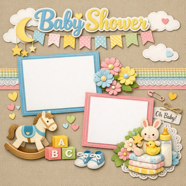 Baby Shower-Premade Scrapbook Page