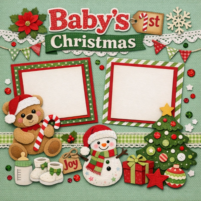 Baby's 1st Christmas-Premade Scrapbook Page
