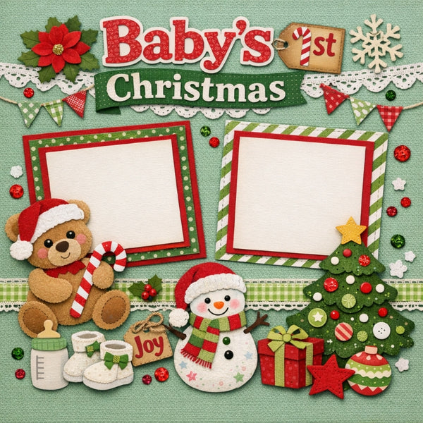 Baby's 1st Christmas-Premade Scrapbook Page