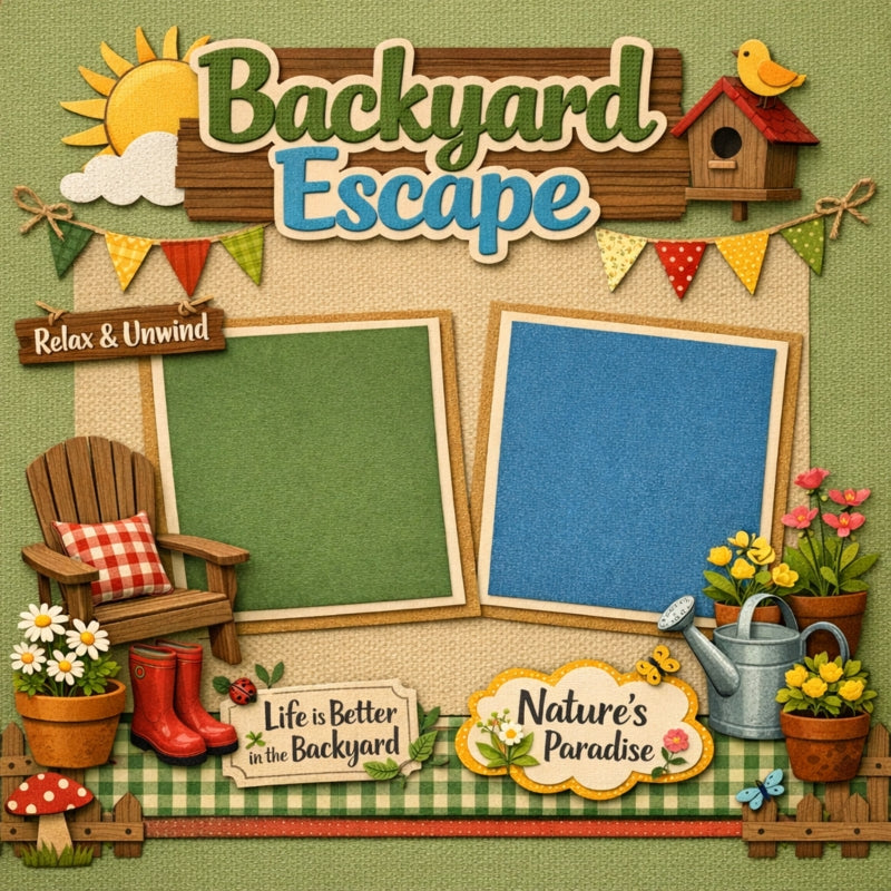 Backyard Escape-Premade Scrapbook Page