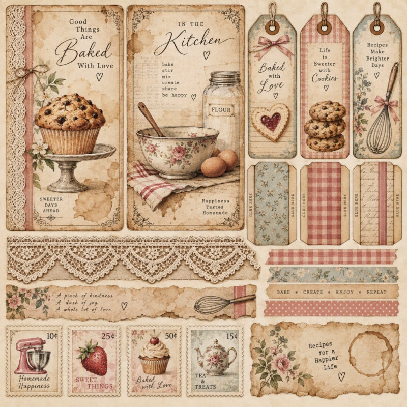 Baked with Love-Premade Junk Journal Page