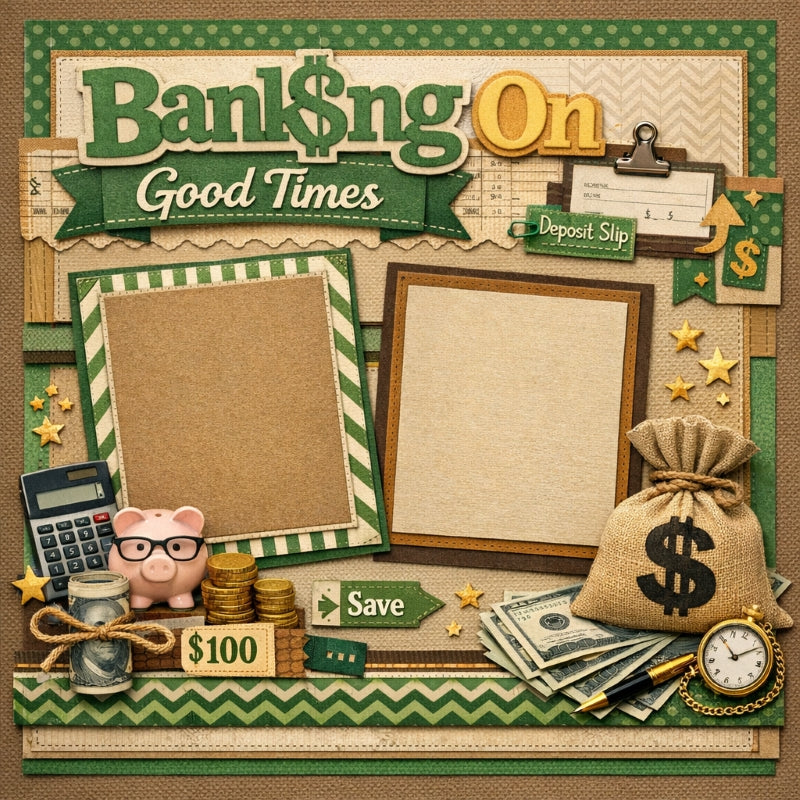 Banking On Good Times-Premade Scrapbook Page
