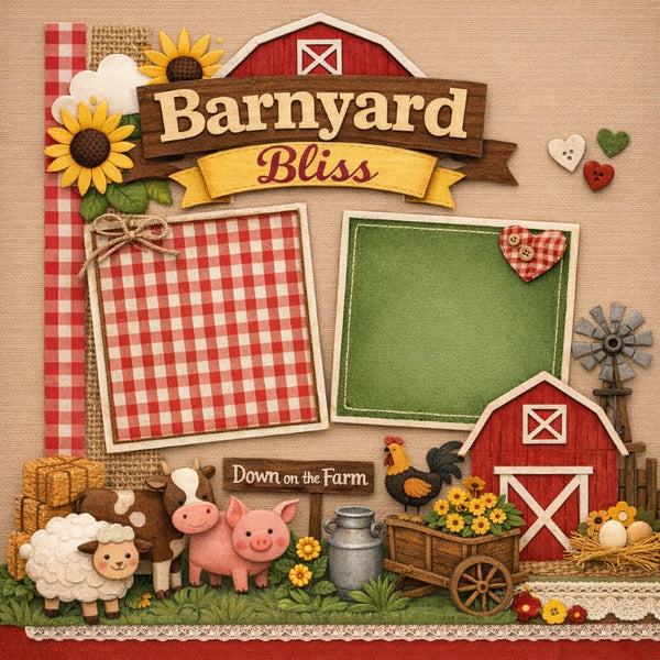 Barnyard Bliss-Premade Scrapbook Page