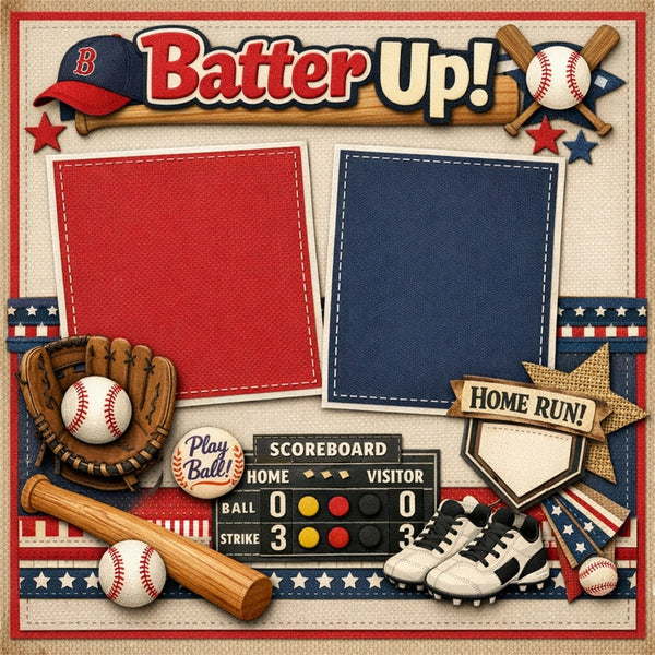 Batter Up!-Premade Scrapbook Page
