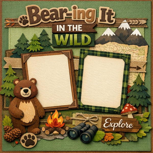 Bear-ing It In The Wild-Premade Scrapbook Page