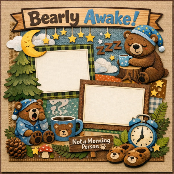 Bearly Awake!-Premade Scrapbook Page