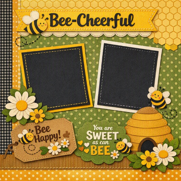 Bee-Cheerful-Premade Scrapbook Page