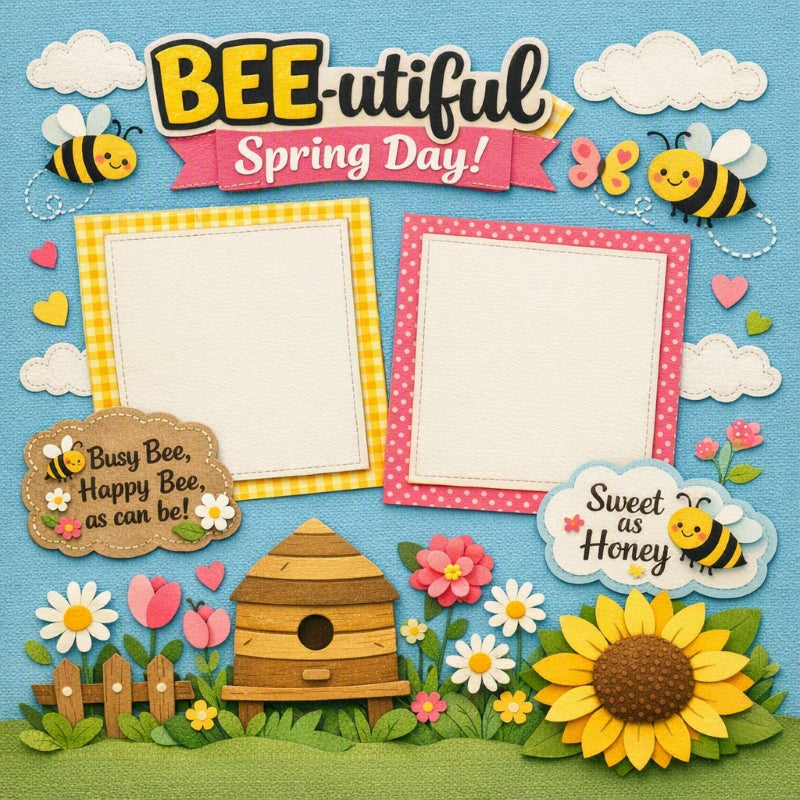 Bee-utiful Spring Day!-Premade Scrapbook Page