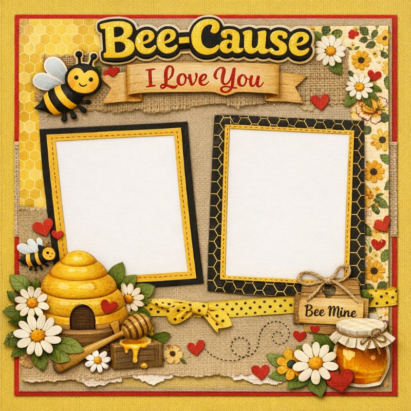 Bee-Cause I Love You-Premade Scrapbook Page