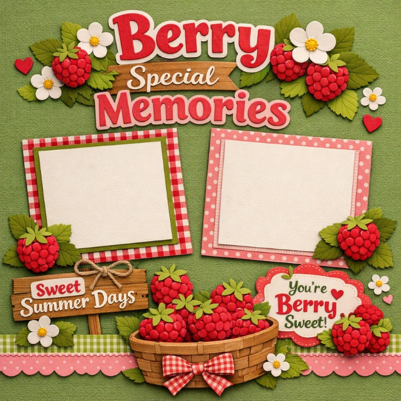 Berry Special Memories-Premade Scrapbook Page