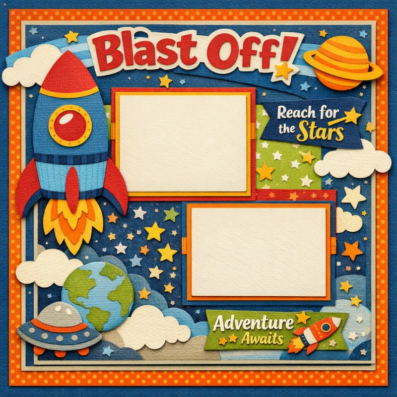 Blast Off!-Premade Scrapbook Page