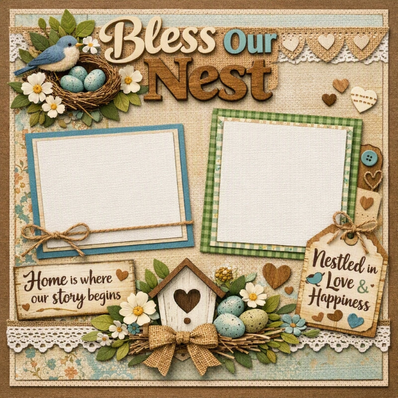 Bless Our Nest-Premade Scrapbook Page