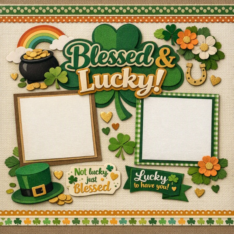 Blessed & Lucky!-Premade Scrapbook Page