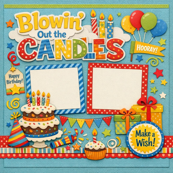 Blowin' Out The Candles-Premade Scrapbook Page