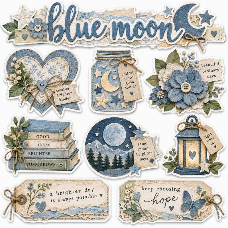 blue moon-Premade Cut-Out Page