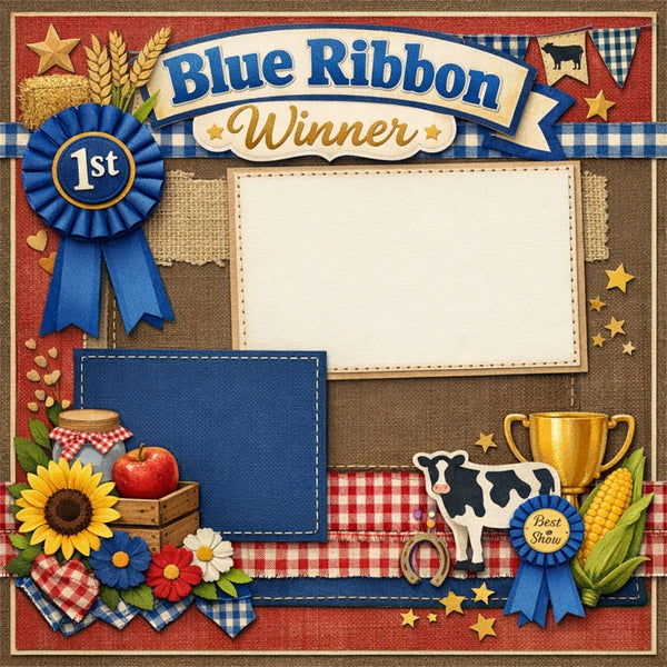 Blue Ribbon Winner-Premade Scrapbook Page