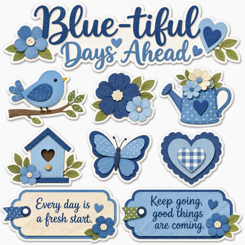 Blue-tiful Days Ahead-Premade Cutout Set
