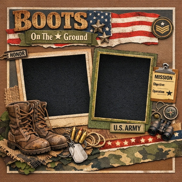 Boots On The Ground-Premade Scrapbook Page