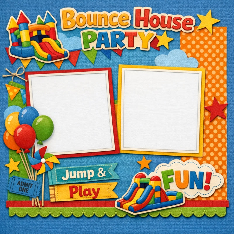 Bounce House Party-Premade Scrapbook Page