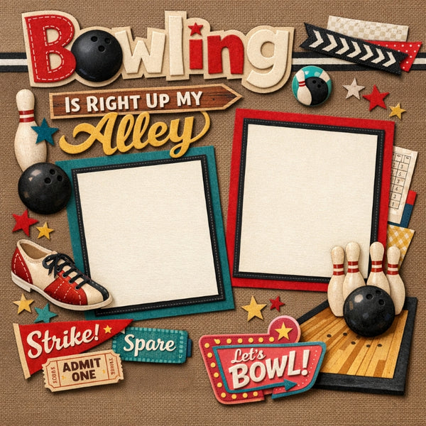 Bowling Is Right Up My Alley-Premade Scrapbook Page
