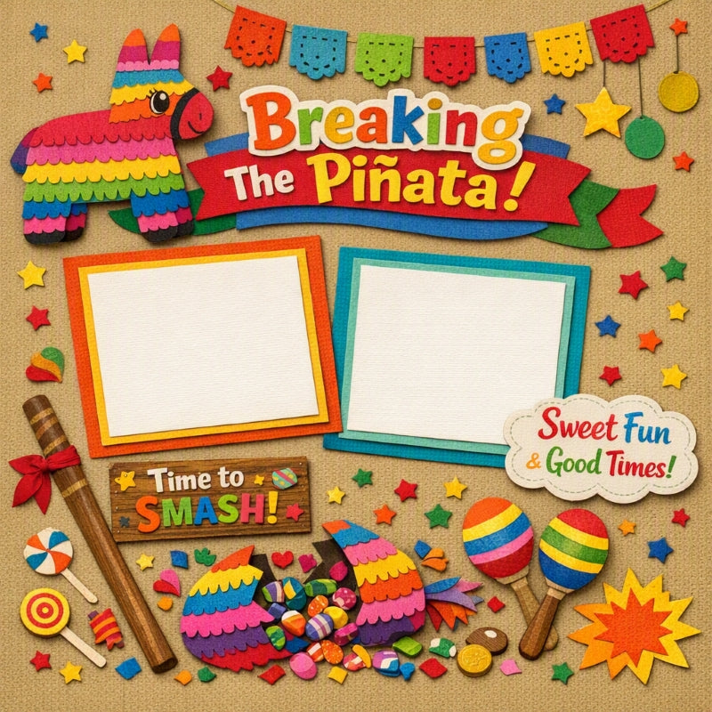 Breaking The Pinata!-Premade Scrapbook Page