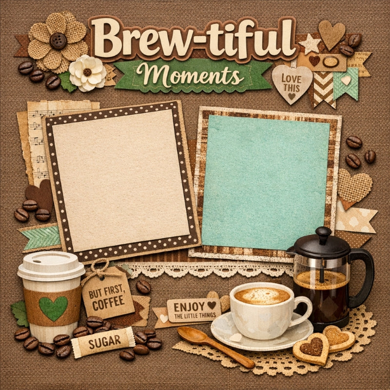 Brew-tiful Moments-Premade Scrapbook Page
