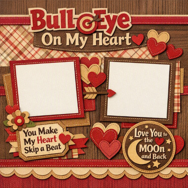 Bull Eye On My Heart-Premade Scrapbook Page
