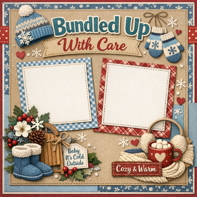 Bundled Up With Care-Premade Scrapbook Page
